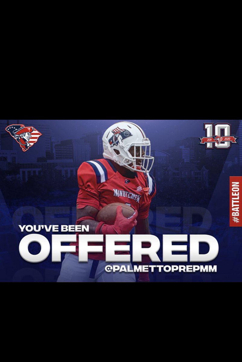 Blessed to say I’ve been offered from <a href="/PalmettoPrepMM/">Palmetto Prep Post-Grad Football</a>  <a href="/CoachWesDorton/">Coach Wes Dorton</a>