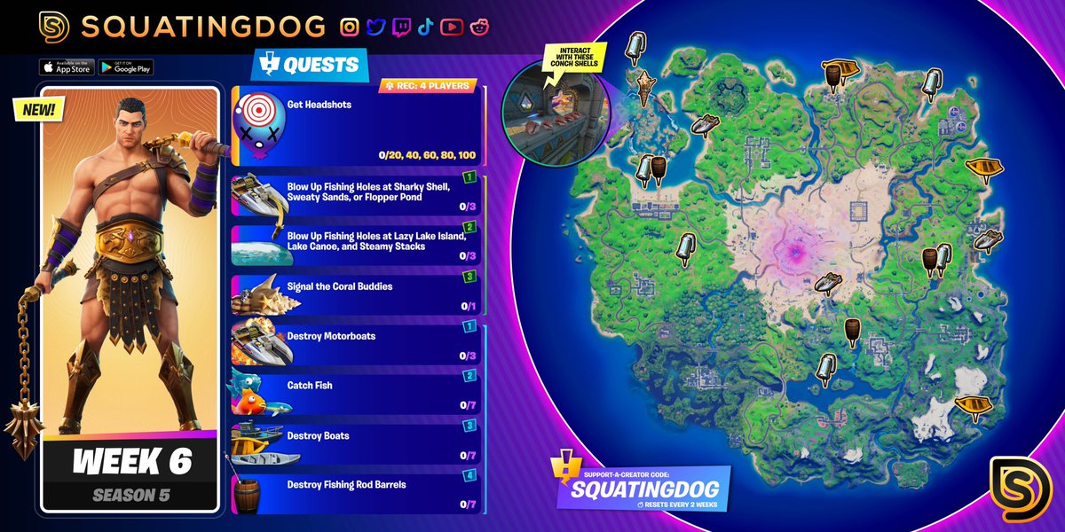AlyansLock's tweet photo. -----📗 #ChallengeFortnite 📗-----
〰〰〰〰〰〰〰〰〰〰〰〰
🇬🇧 Thanks to @thesquatingdog we can now see the solutions to complete the challenges of the 6nd week.

#Fortnite https://t.co/kDpXS1K5XR