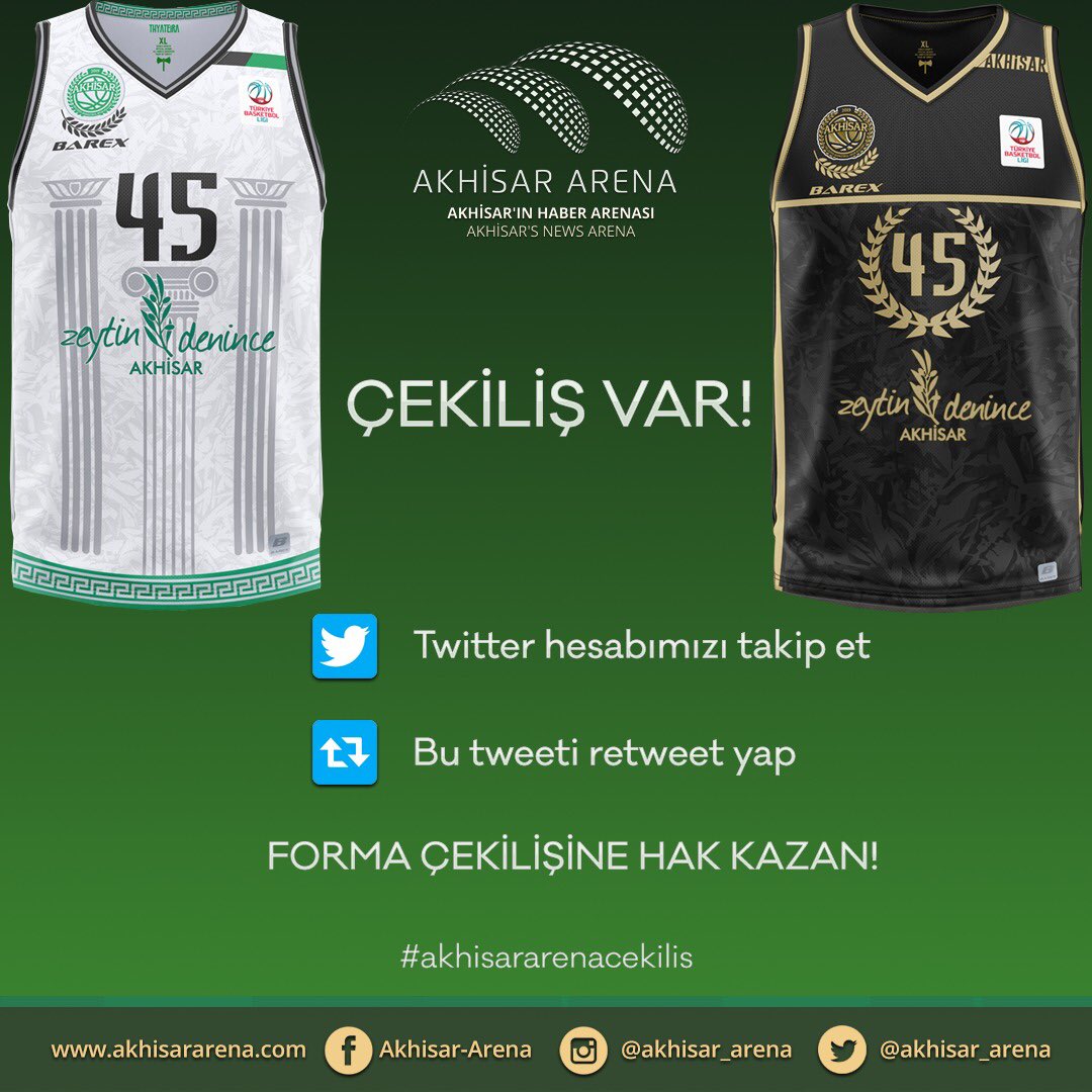 akhisar_arena's tweet photo. Adım adım şampiyonluğa giden @AkhisarBasket takımımıza destek olmak amacıyla 1 kişiye forma hediye ediyoruz! Çekilişe katılmak için bizi takip etmeniz ve bu tweeti rtlemeniz yeterli. Sonuçlar 15 Ocak Cuma akşamı açıklanacak. https://t.co/GzDtojCe4d