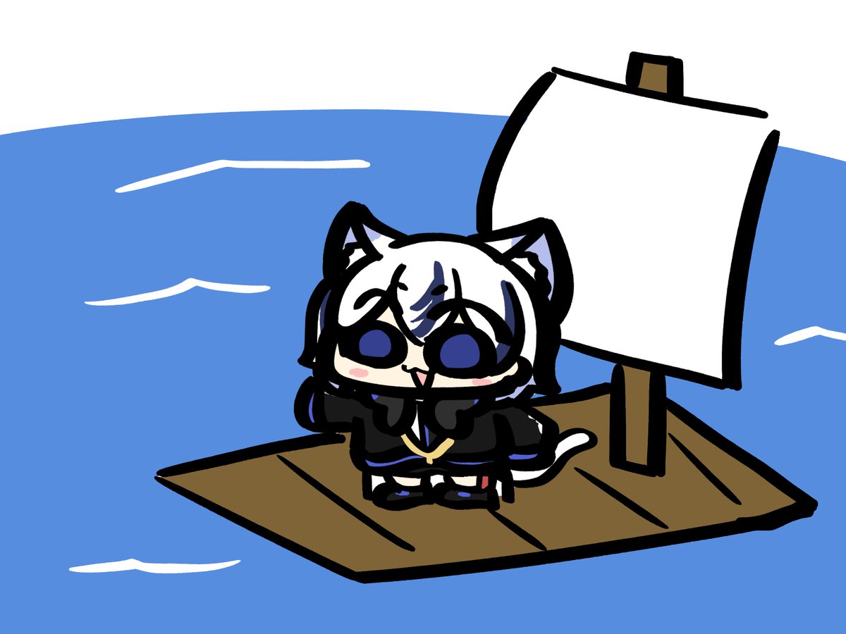 いかだに乗る紡音れいさんのイラストです 寿司ドンアート ちゃぷりーぬのイラスト