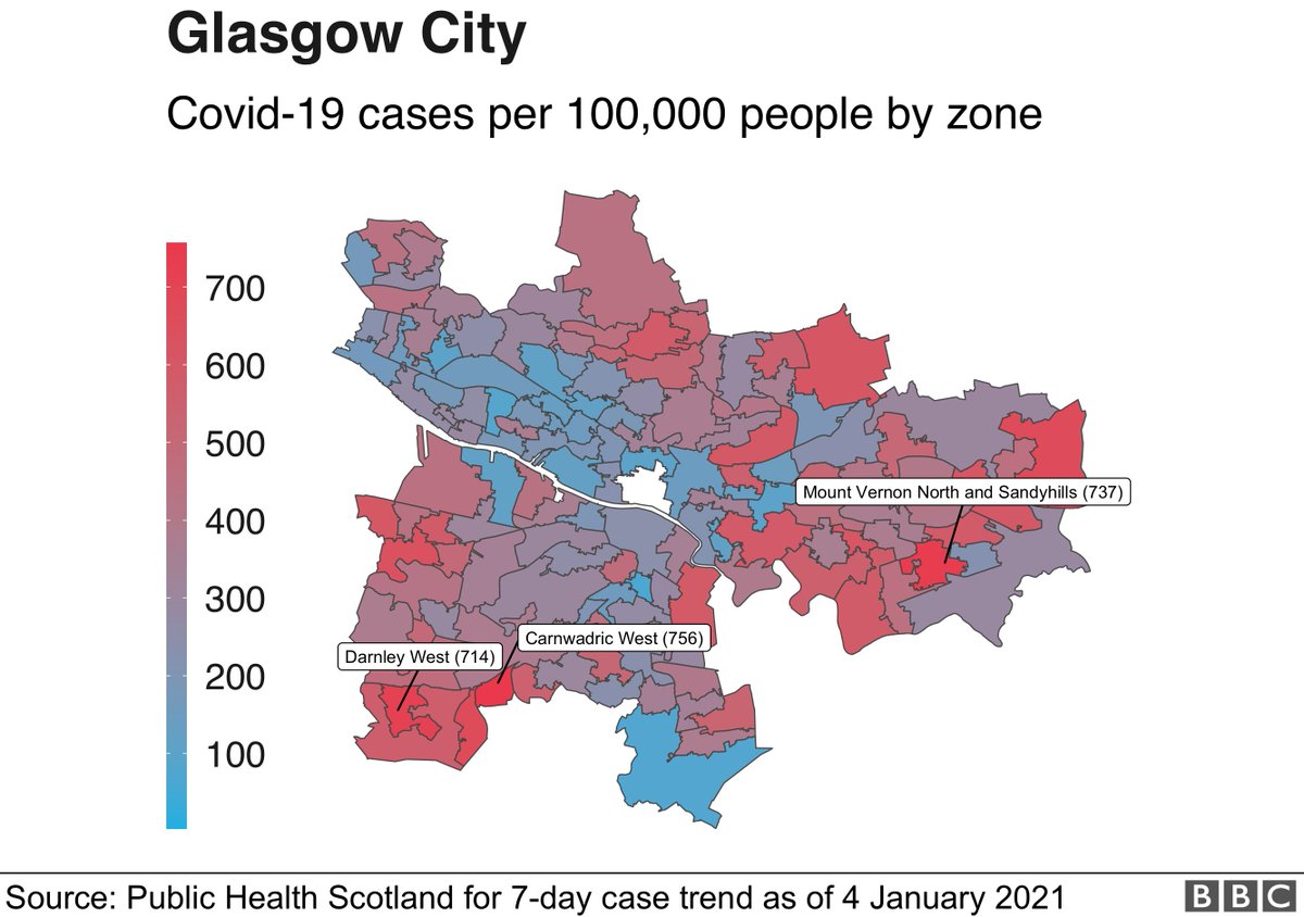 In  #Glasgow - the highest rate is 756 cases per 100,000 ppl in Carnwadric West.