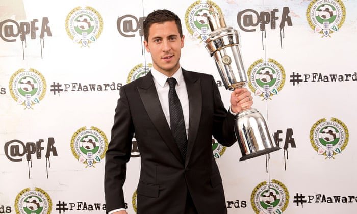 Hazard individual awards 1/3PFA Young player of the year 2013/14PFA Player player of the year 2014/15PFA Fans player of the year 2018/19PFA premier league Team is the year- 2012/13, 2013/14, 2014/15, 2016/17