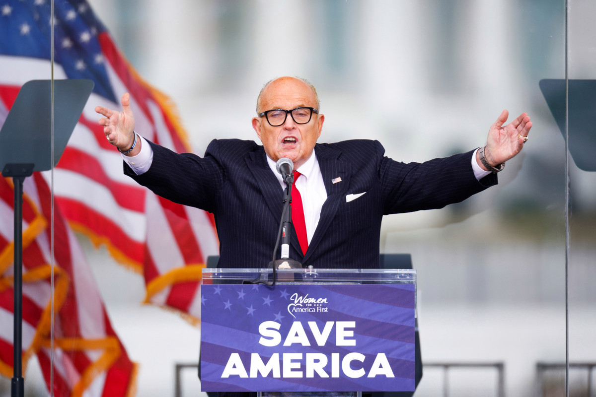 nypost's tweet photo. Rudy Giuliani condemns Capitol violence after calling for ‘trial by combat’ https://t.co/4pBUbnbgik https://t.co/ZkZp8NZFh4