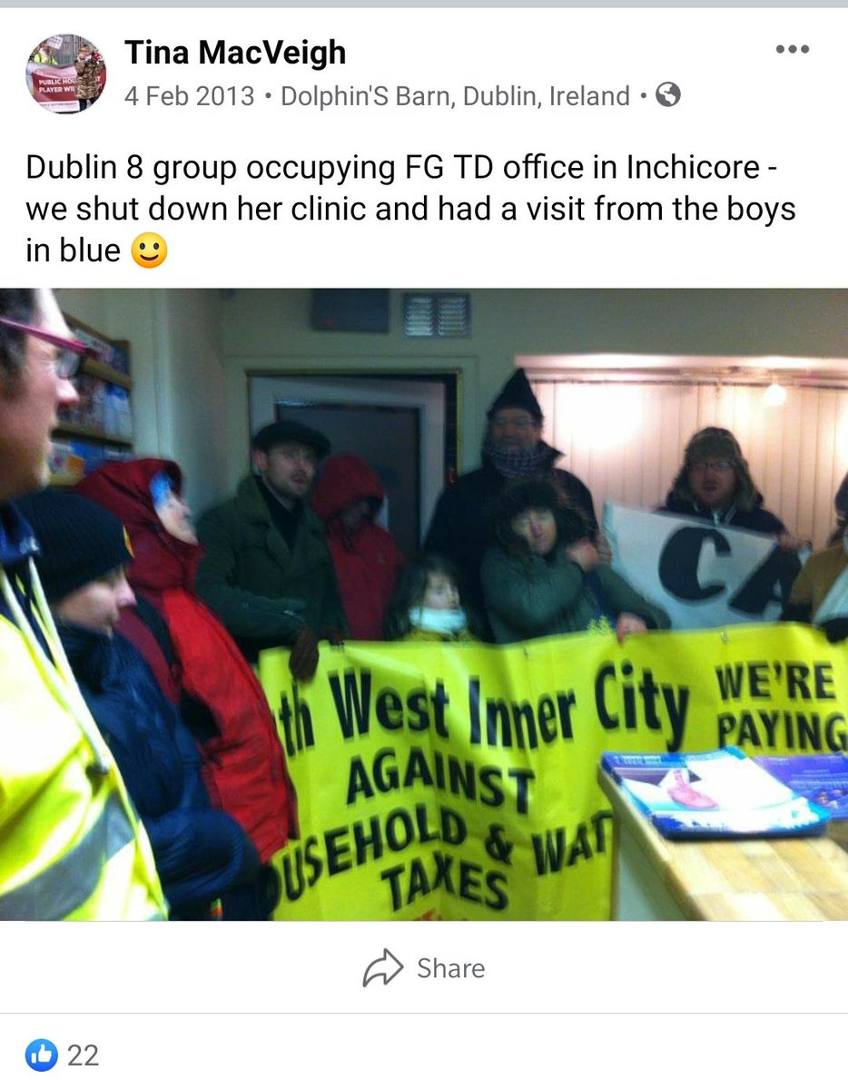 Let's not forget other parties of the Left who often resorted to attacks on democracy. Catherine Byrne, former FG TD for Dublin South Central, had horrendous time. Led by now PBP Cllr Tina MacVeigh she had her office occupied, intimidating those inside. SF climbed on the roof.