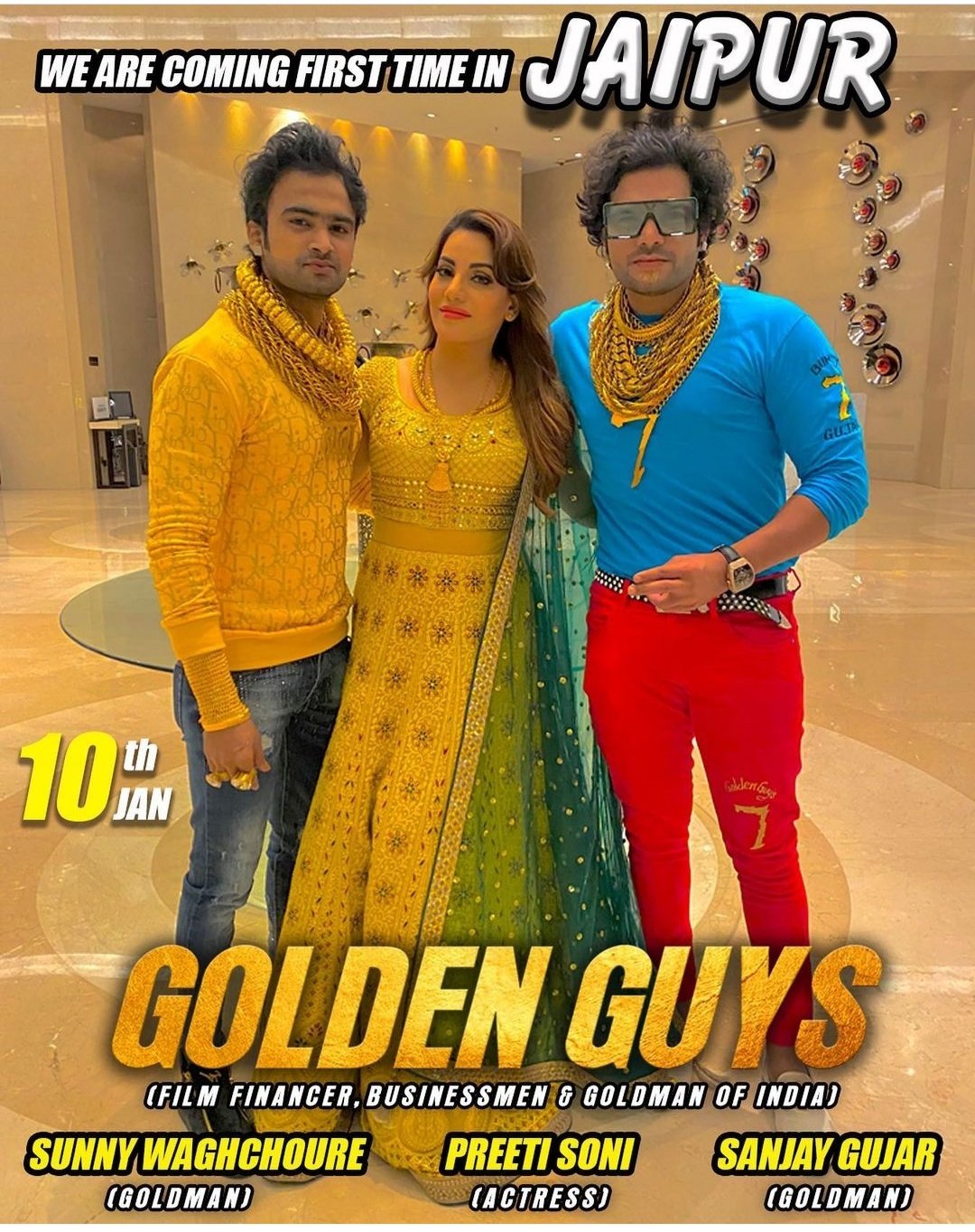 توییتر Kp Productions در توییتر Golden Man Of India Sunny Vaghchore And Sanjay Gurjar Will Come To Jaipur On 10th Jan International Model And Actress Preeti Soni Will Also Be Present