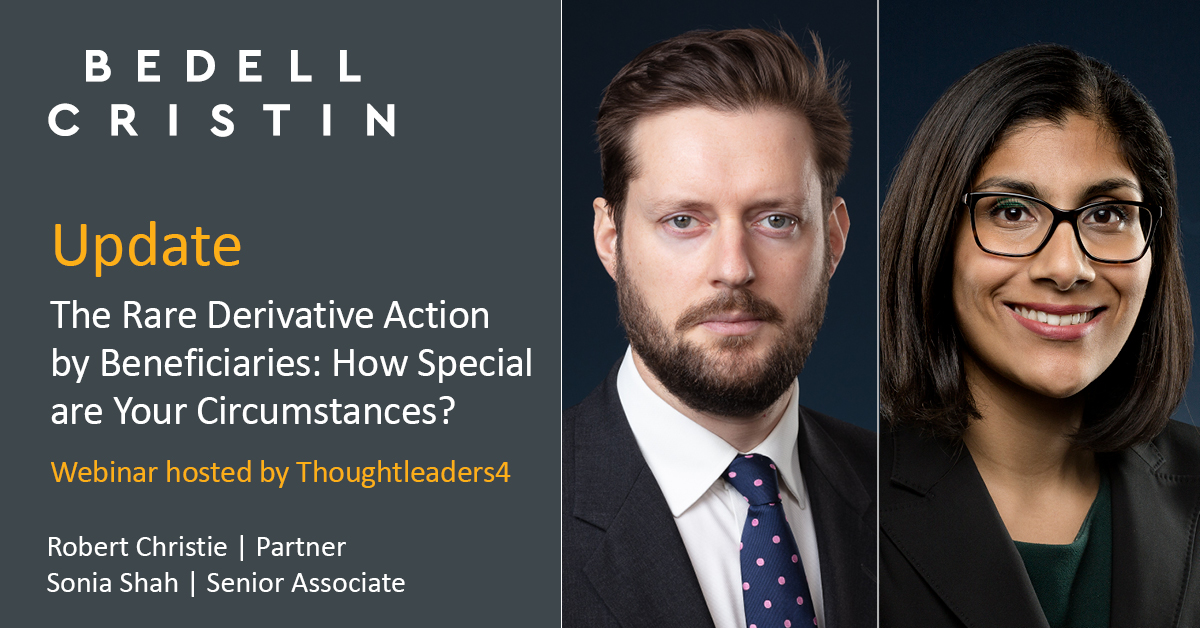 Robert Christie, partner and Sonia Shah, senior associate will be joining the panel of experts on the Thoughtleaders4 private client webinar on Thursday 14 January 2021 at 4pm. 

If you would like to attend the event please click bit.ly/3bieQy4  <a href="/TL4PrivClient/">ThoughtLeaders4 Private Client</a>