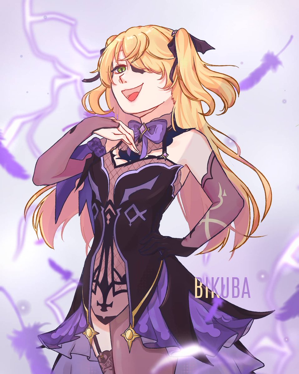 _Bikuba's tweet image. Finally got free time to draw. Have Fish 🐟

#fischl #Genshin_Impact #genshinfanart #digitaldrawing #cartoon #anime