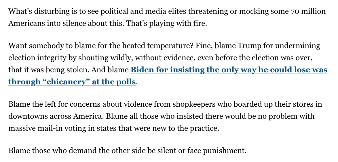 Here's some classic "very fine people on both sides" nonsense from Kass, claiming that Democrats shared equal blame with Trump for right-wing paranoid about stolen votes.