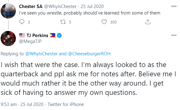 - TEE JAY PEE logs on to say that he has NEVER learnt anything from having in-ring experience with a 'name' wrestler. The man has wrestled Jushin fucking Liger, and believes that he learnt nothing from that confrontation. I cannot describe how easily dunkable TJP is.