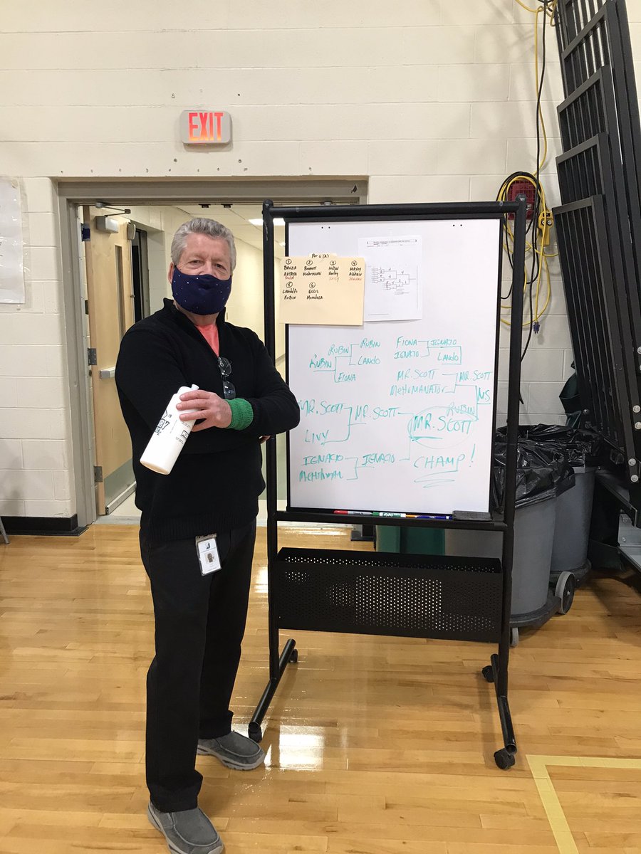 DHSPhysEd's tweet image. Well well well....look who took down the per 6 singles badminton tourney...Mr Scott!