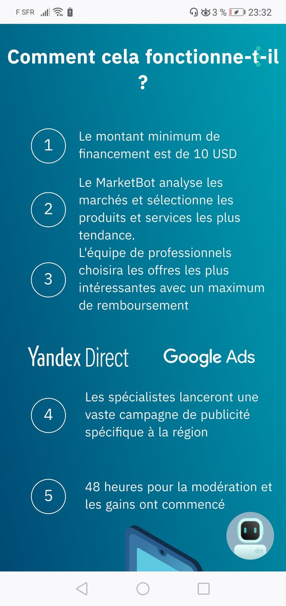 CashbackJob's tweet image. Ci jointe l'explication comment fonctionne #aimarketing . Tu peux aussi participer en investissant de l'argent donc ton #robot va #travailler pour toi 7j sur 7j !!! Tu veux plus d'#infos ?
#innovation #travail #marketbot #lamode #bordeaux #lyon #grenoble #Commerce #revenus #paris