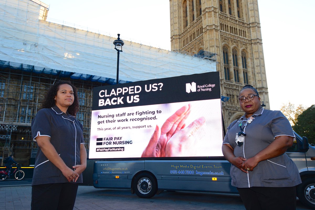 theRCN's tweet photo. Clapped us? Back us. 

Nursing staff deserve fair pay now - take action and sign our petition to government. 👉 https://t.co/Kf4dy3ng8p

#FairPayForNursing https://t.co/2hZQqyuOFd