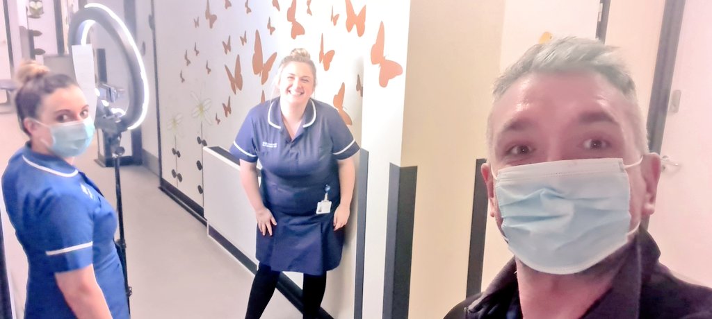 Ainsworth_Si's tweet photo. Backstage for the making of our #nurserecruitment videos. Great to hear paediatric sister @bexcheetham18 passion and pride. #proud2care #nhs. @TreehouseUnit @StockportNHS https://t.co/xba6oWCQAT