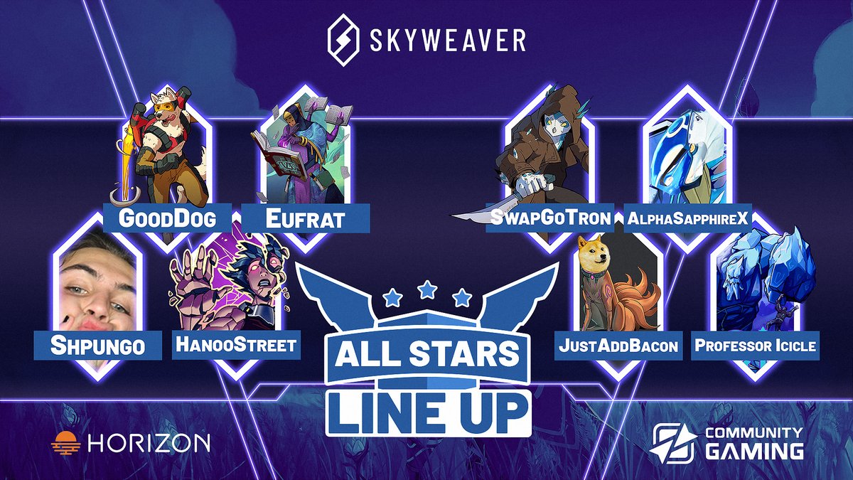 The first #Skyweaver community tournament of 2021 will start this Saturday at 11am EST on #Twitch! Hosted by <a href="/CommunityGaming/">Community Gaming</a> and <a href="/SkyChampsTeam/">SkyChampions</a>, it will feature 8 ⭐️ All Star ⭐️ players from the Private Beta.

When: 8am PST / 11am EST / 5pm CET
Where: Twitch.tv/skychampionsof…