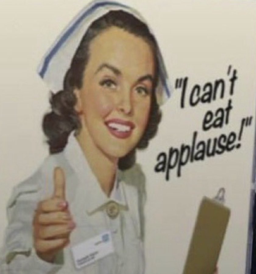 Claps 👏 don’t pay bills! 

Enough of the virtue signalling. Give our NHS and other key hero workers the pay rise they deserve. 
#CashNotClaps 
#ClapsForHeroes