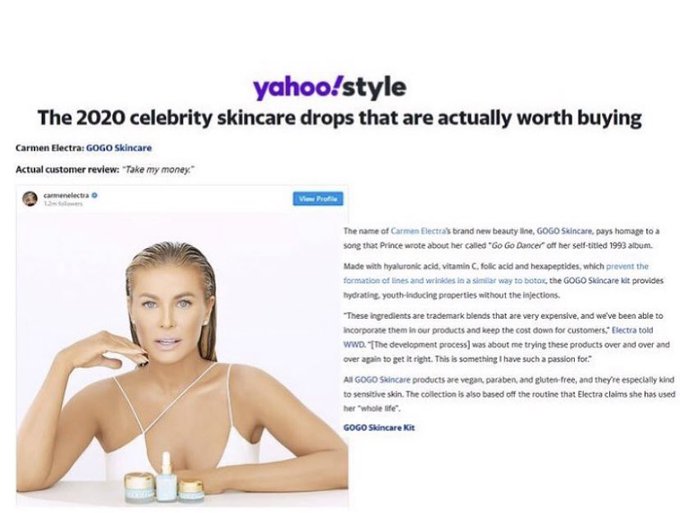 So awesome to see @GOGOSkincare_ included in @Yahoo 2020 celebrity skincare worth buying!!!!
#gogoskincare