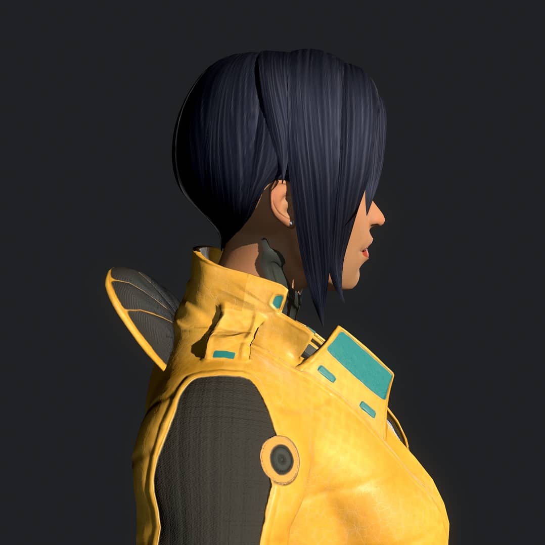 pudding_lychee's tweet photo. #wip for the character project I was using to learn different hair techniques. I settled on semi realistic hair cards. #3dart #gameart #characterart #3dmodelling #learning #hair https://t.co/6nI3U8LROx
