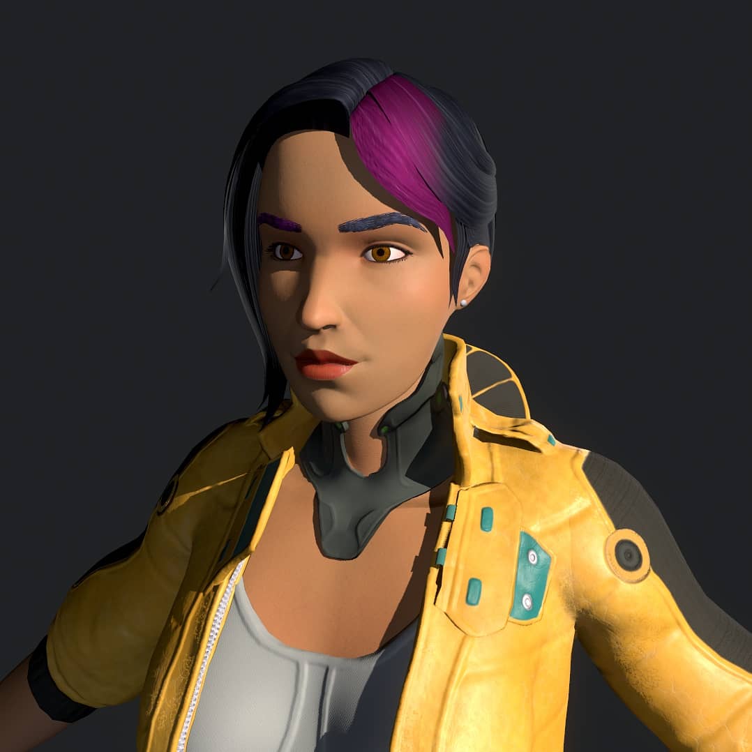pudding_lychee's tweet photo. #wip for the character project I was using to learn different hair techniques. I settled on semi realistic hair cards. #3dart #gameart #characterart #3dmodelling #learning #hair https://t.co/6nI3U8LROx