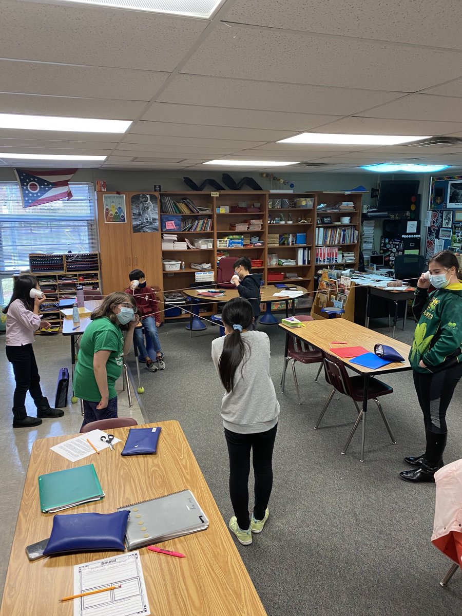 dlmillered's tweet photo. These IRE 5ths graders said “No” to Google Meet and created a party phone line using cups and string. Studying “sound” is awesome! ⁦@ireDCSD⁩ https://t.co/Y0ZcgQ4QZr
