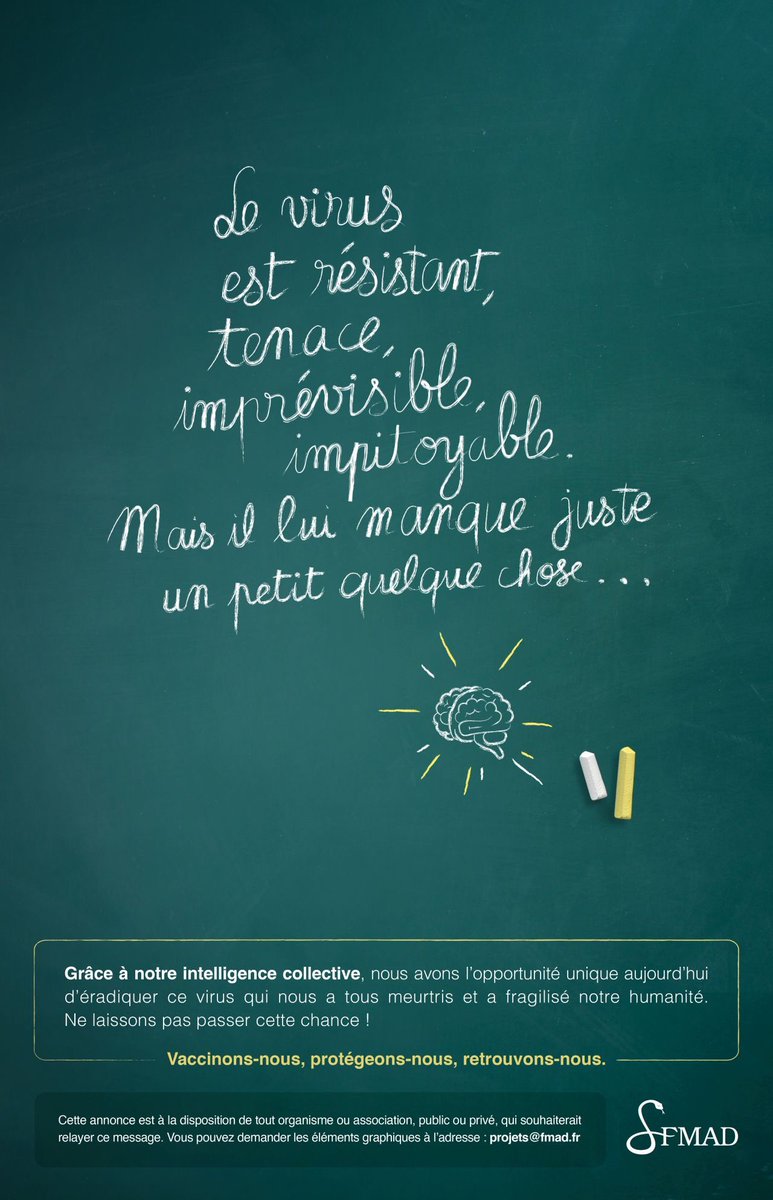 fmaillard's tweet photo. On peut tous faire quelque chose contre le virus.
FMad est fière de lancer dans le Figaro de ce jour une première campagne sur la vaccination anti-covid. Parce que nous avons besoin de convaincre urgemment nos concitoyens.
#vaincrelecovid #vaccination #FMad #santé https://t.co/4CEWe8HpVO