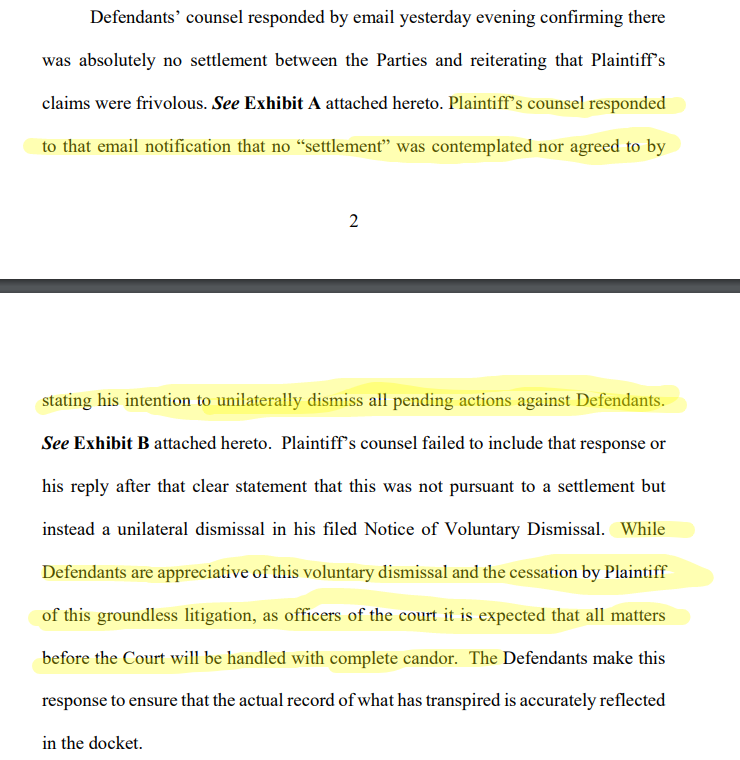 BTW, the rest of their filing: Yeah, they lied to you. BTW, GA may not have even caught this if not for  @KlasfeldReports asking for comment on the "Settlement"