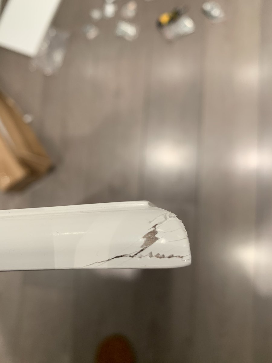 kevinrelf's tweet photo. @noaandnani we’ve just received a dressing table we brought for our daughters birthday tomorrow. After unpacking and checking the parts we’ve discovered the main top has corner damage. Can you send a replacement ASAP. Order 130063. https://t.co/EGgHFBVivt