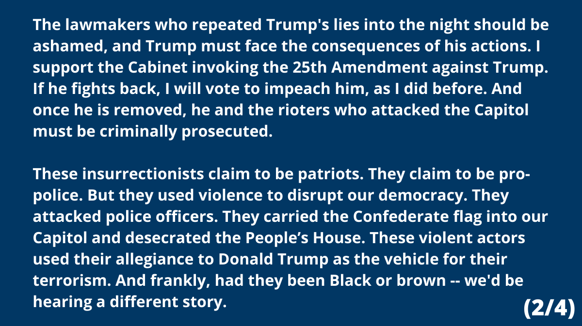 DwightEvansPA's tweet photo. I support the Cabinet invoking the 25th Amendment. And I will vote to impeach Trump again. 

Full statement. #RemoveTrumpNow https://t.co/Wf1j0E9rkj