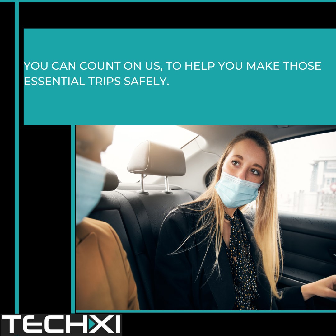 Techxi3's tweet image. If you need to make an essential trip, then ride with #Techxi.
Did you know... our driver’s wear their face coverings for every trip to keep you safe.
Help keep the nation safe, don’t forget to wear yours. 😷