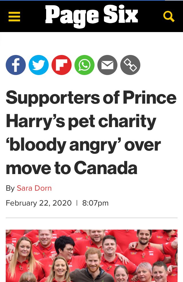 5/7The Invictus volunteers expressed their ANGER as well  https://pagesix.com/2020/02/22/supporters-of-prince-harrys-pet-charity-bloody-angry-over-move-to-canada/