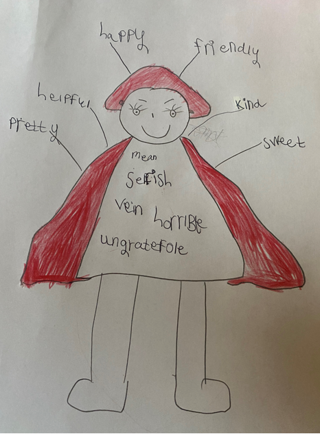 SHPS_Year2's tweet photo. I am super impressed with the literacy work from Year 2 this morning.  Here are our Red Riding Hood characters showing how she looks sweet and kind on the outside but is really rotten inside! Miss Venemore https://t.co/Teq0jUjwOq