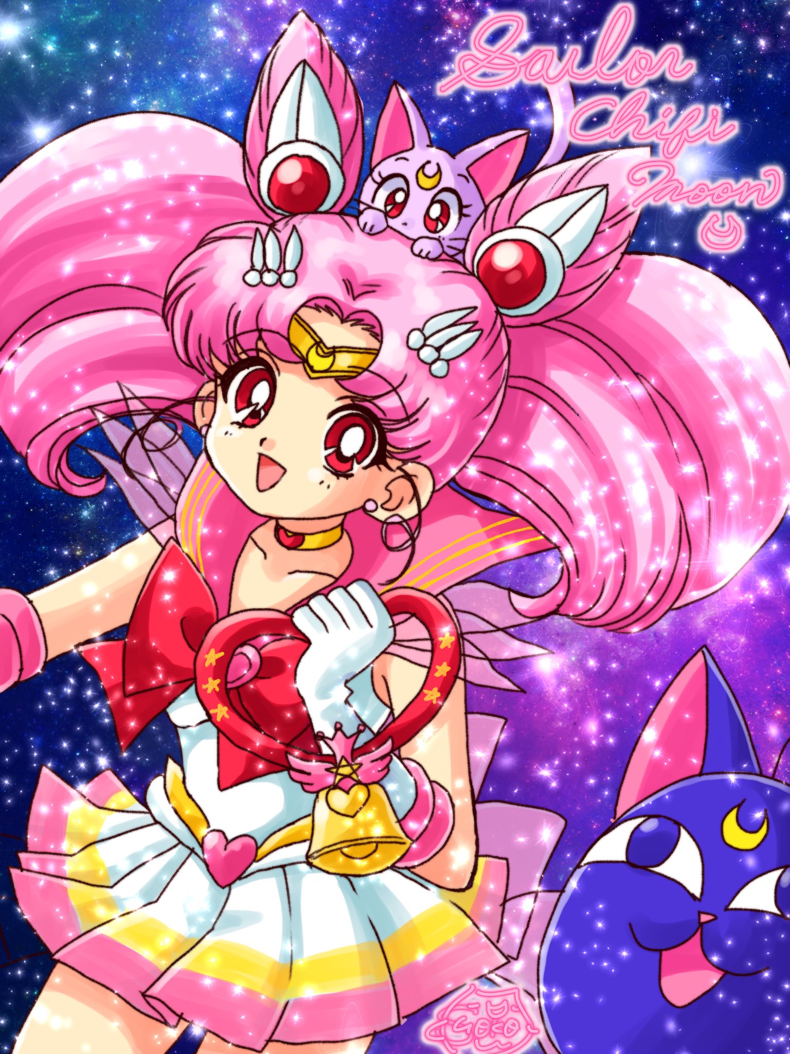 ちび アニメ「ぴちぴちピッチ」 - 描き下ろし Y2Kファッションver