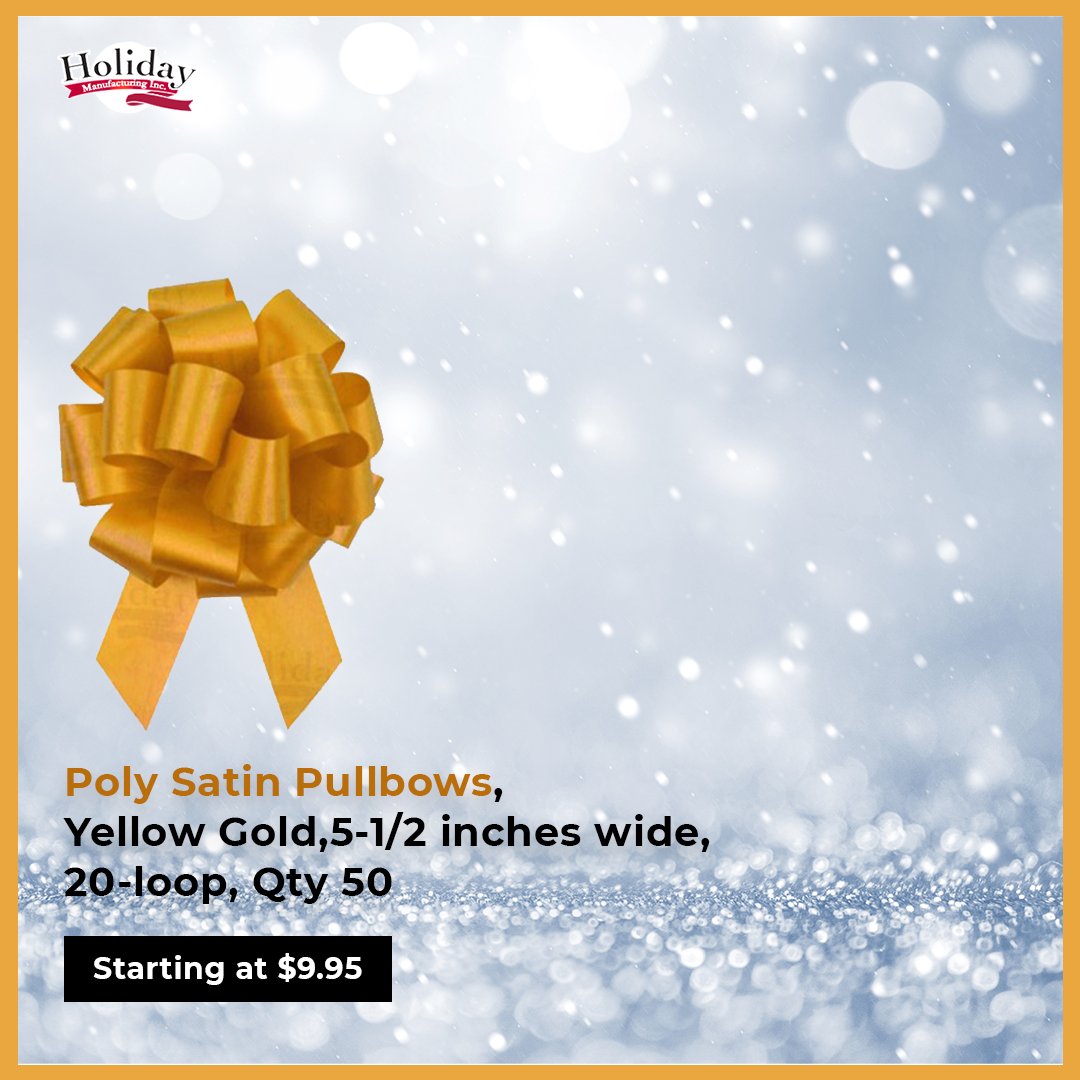 Holidaybows's tweet photo. With our 5.5 inches wide and 20 loops poly satin yellow gold pull bow, allow room for some elegant, shiny and bouncy decorations that will impress the guests. 
Limited stock left. Place your order now! https://t.co/4xk3zosBr4
#pullbow #bow #ribbonbows #newyearsale https://t.co/YpcpTDTeq3