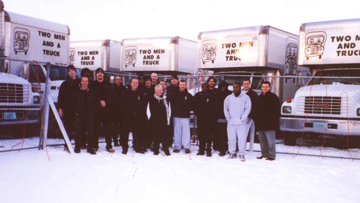 TwoMenAndATruck's tweet photo. #ThrowbackThursday to Founder Mary Ellen Sheets and her visit with Franchisee Tim Lightner and his Wisconsin team back in the day! https://t.co/8wAN6Bsudn