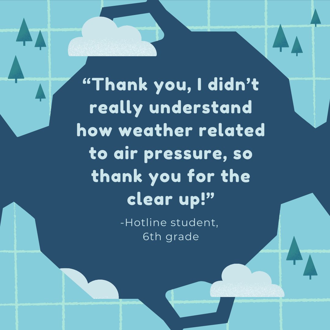 HomeworkHelp4TN's tweet image. Cloudy with a chance of good grades 🌧️ Hotline can help with all your science questions... and the other subjects too! 

Mondays-Thursdays • 3pm-8pm CT • 615-298-6636 • 901-416-1234

#homeworkhotline #homeworkhotlinetn #freetutoringtn