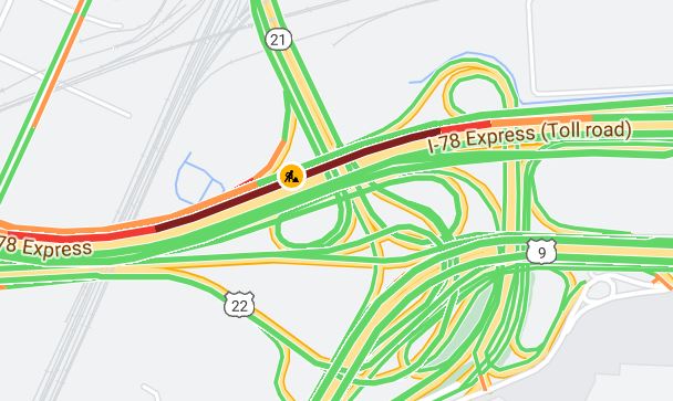 1010stewart's tweet photo. #NJ BIG delys, actually....WB #I-78 local lanes near Rt 24 (#Millburn) construction causing delays. Also construction @ #Route21 and #Route9 @ #Route78. @WINSTRAFFICNYC @skywayrehab @1010WINS https://t.co/OhegMHSVYF