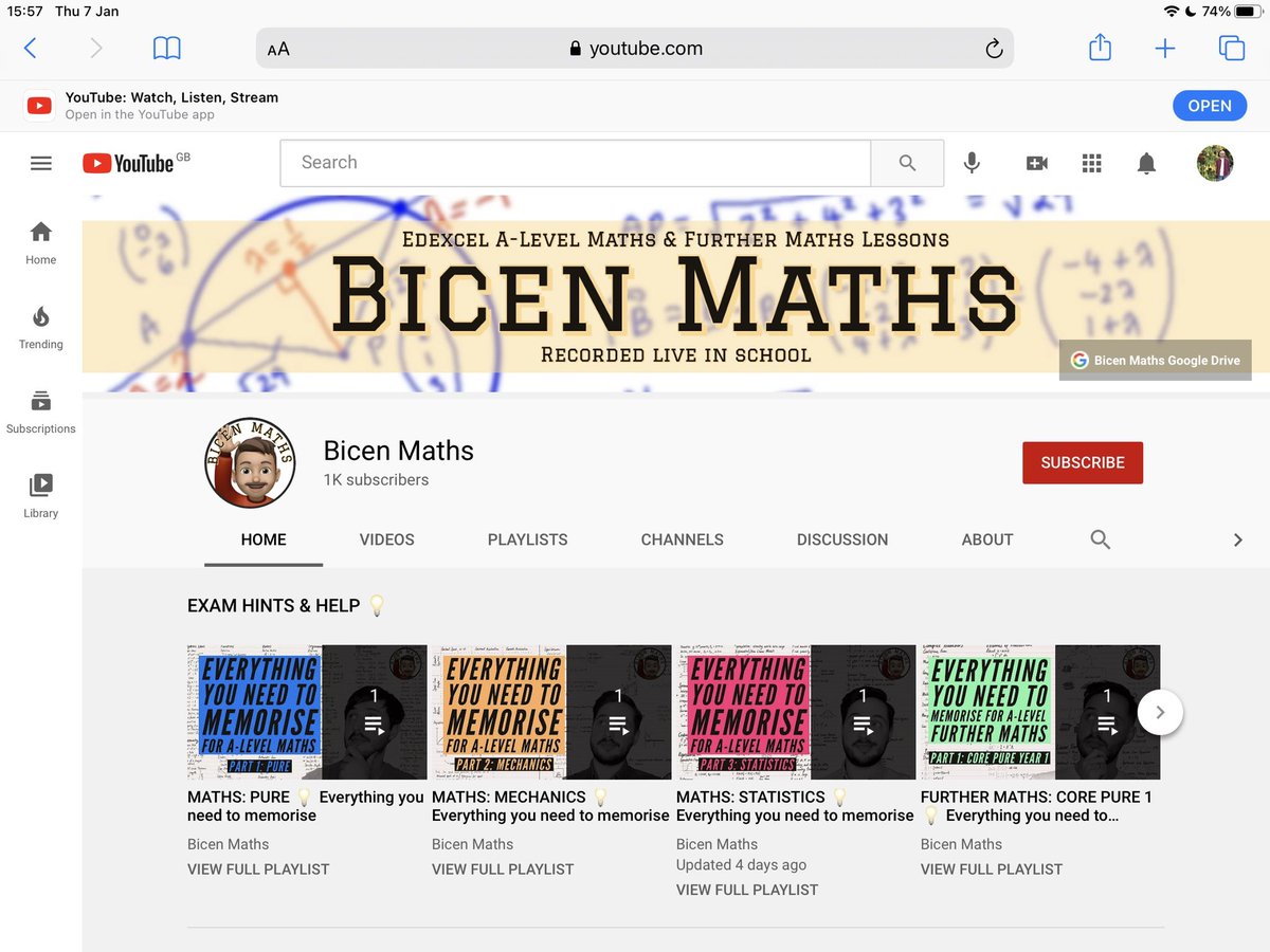 BicenMaths's tweet photo. https://t.co/L2l1zuiCb9 can help A-Level teachers with remote learning. Videos for nearly every chapter and exercise of Edexcel Maths and Further Maths, recorded live with my classes. Adapted from amazing @DrFrostMaths slides. Please RT to help others find it. Info ⬇️ (thread) https://t.co/vXcr1QF3KE