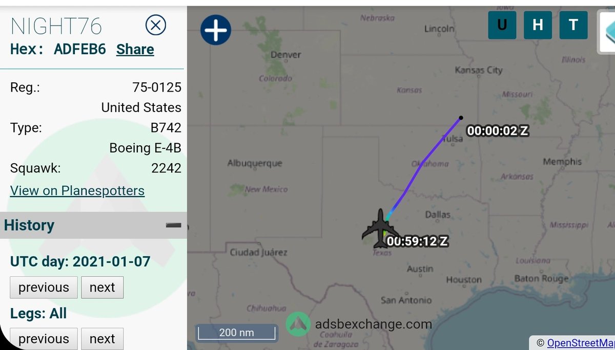 As much as I hate to throw a bone to the crazies like the Hal Turners, L. Lin Woods and Monkeywrexs of the world... yes, based on flight data yesterday, the E-4B Nightwatch that left DC did in fact fly west until the Kansas/Missouri border and ended up at Dyess AFB, TX. *Gasp*