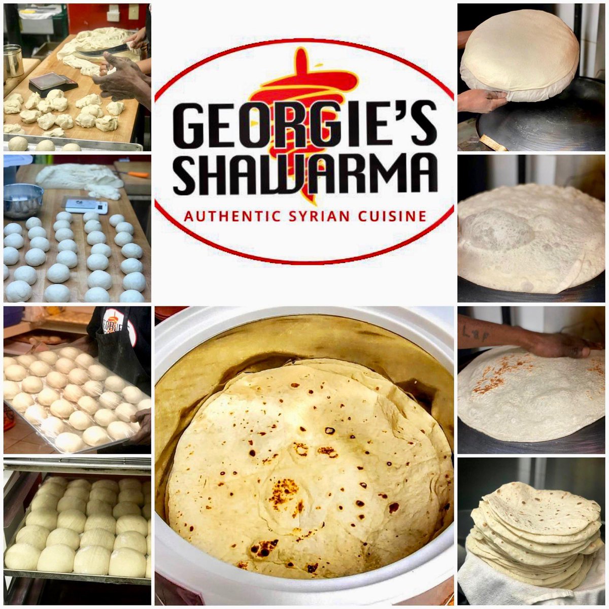 GeorgieShawarma's tweet photo. At #Georgies, everything starts with bread! If you haven’t tried us yet, please do today!! We’re open for takeout and delivery. 🍞🌯🥖👀 #Saj #MiddleEasternBread #FreshAndDelicious #WrappedWithLove #ShawarmaInTheSoo #75Elgin #Algoma https://t.co/7PQUSt1MOL