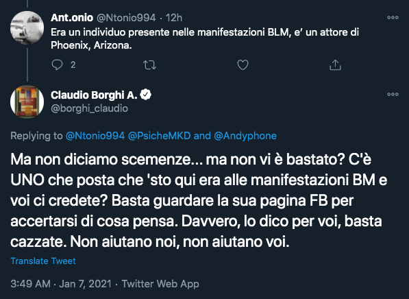 BulmisDeBulmis's tweet photo. È quasi commovente vedere i tentativi di Claudio Borghi di far capire ai suoi followers che non devono credere a tutto ciò che leggono su internet dopo aver passato anni a racimolarli grazie al fatto che credono a tutto ciò che leggono su internet
#Karma #CapitolRiots #Trump https://t.co/b3d9hao0iD