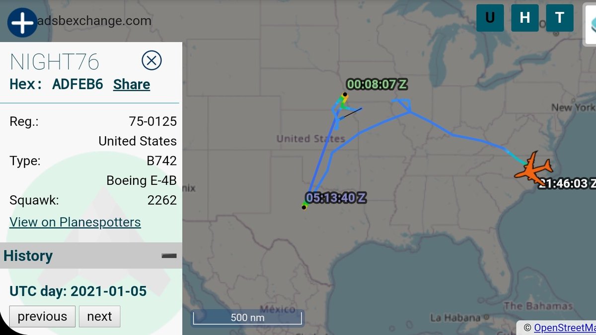 Problem with these theories of POTUS being aboard is (A) Trump has already announced he will be in Camp David, (B) based on USSS OpSec the chances of any of these guys knowing where POTUS is going arevery small & (C) this E-4B made the trip to Dyess THE DAY BEFORE. It's not rare.