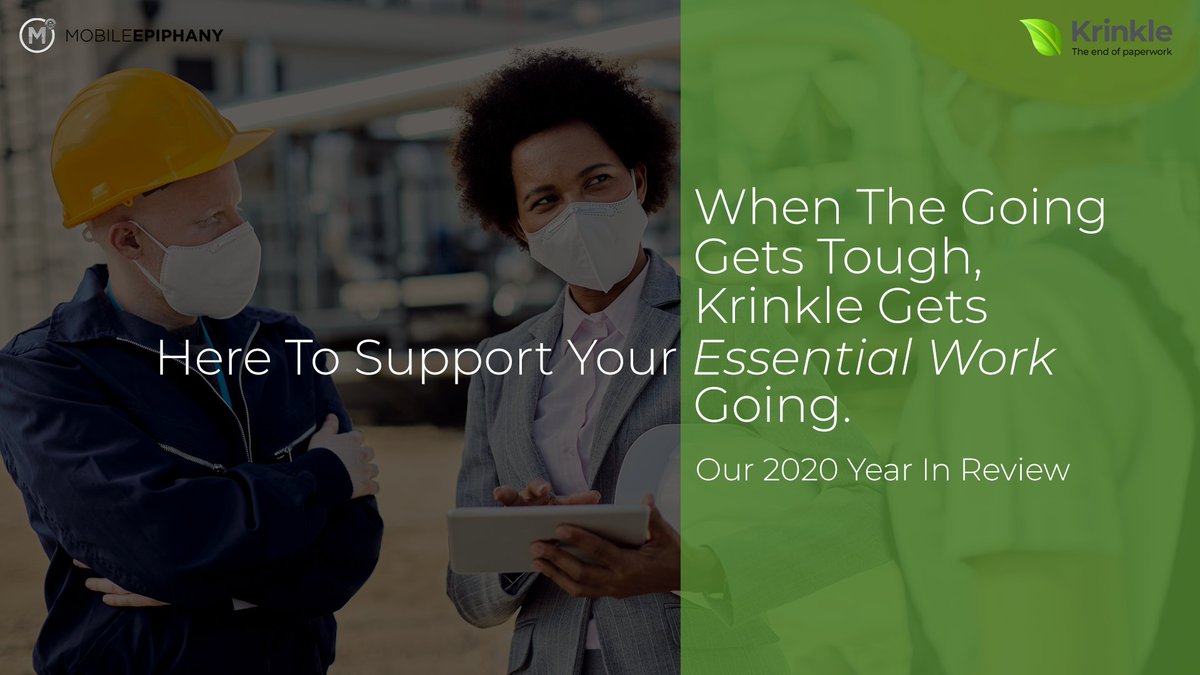 KrinkleApps's tweet photo. "When the Going Gets Tough, Krinkle Gets Essential Work Going." Check out Krinkle's 2020 year in review @ https://t.co/GlOqkmGojW #2020 #NewYear2021 https://t.co/qwAAAcKrC8