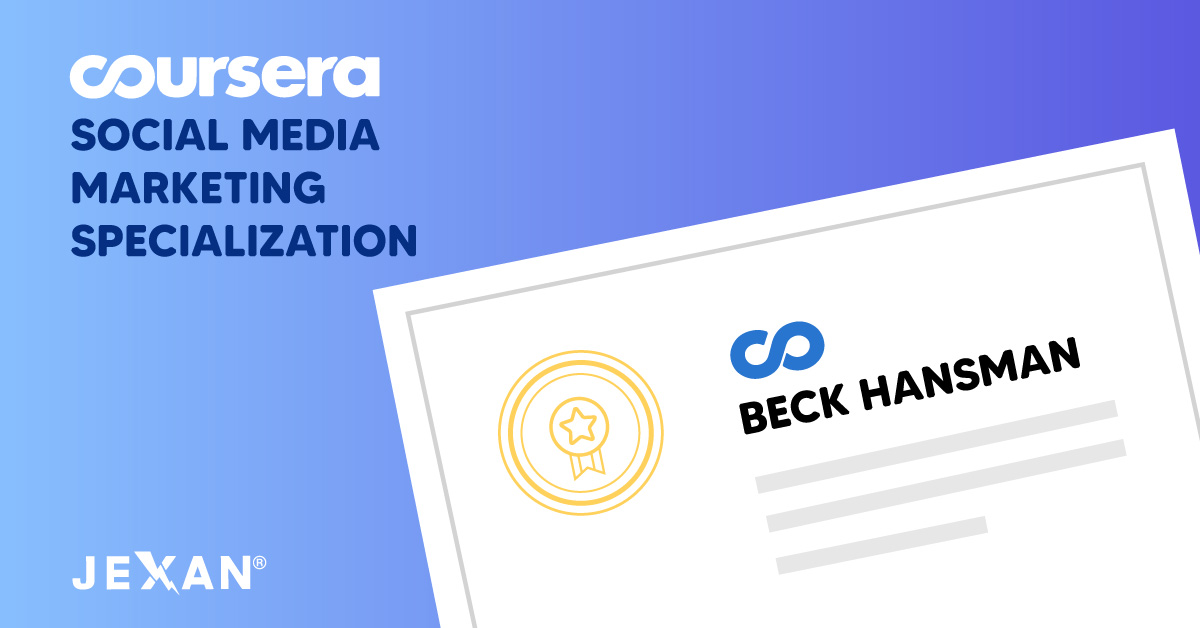 TheJexans's tweet photo. Jexan team member, Beck Hansman, recently completed a marketing specialization course offered through @coursera . Congrats to our newest certified social media expert! #socialmedia #marketingagency https://t.co/UYuaPkbY3P