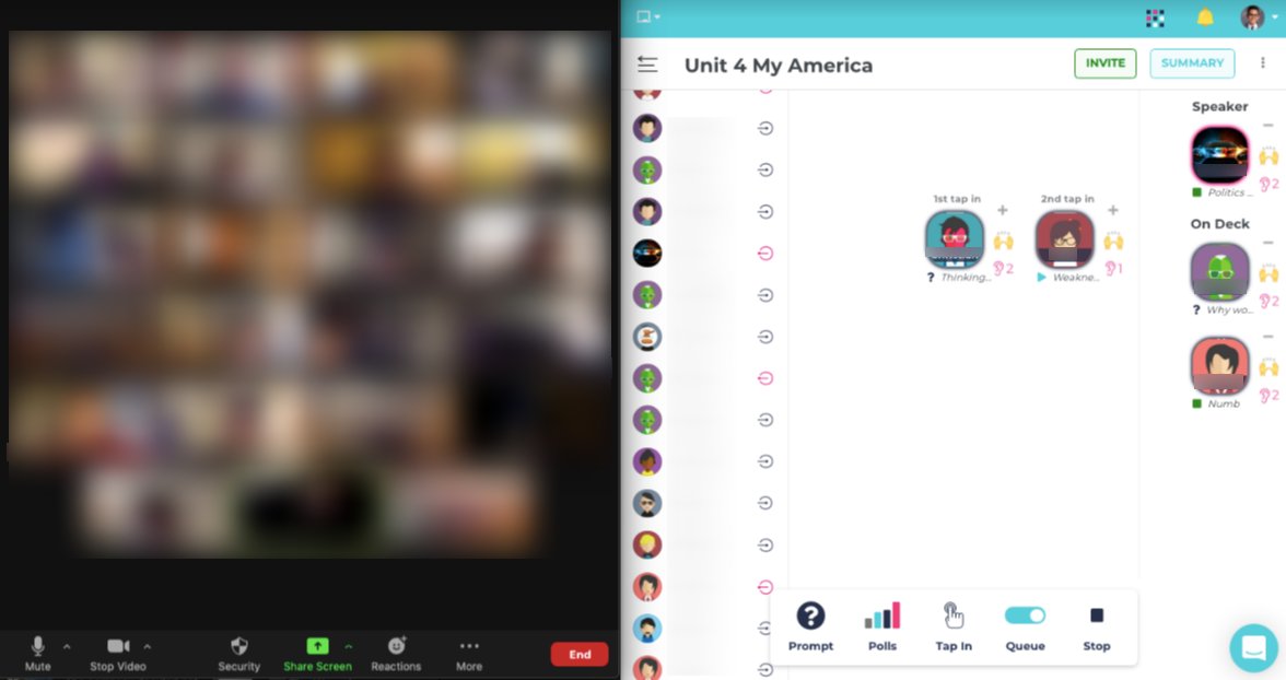In #distancelearning I use @zoom_us + <a href="/parlayideas/">Parlay Ideas</a> for student-led online discussions. The new queue feature allows student moderators to organize discussion flow. #APlang #edchat #engchat #edtech