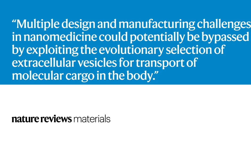Extracellular vesicles versus synthetic nanoparticles for drug delivery! Check out the new Comment by <a href="/WolframJoy/">Joy Wolfram, PhD</a> <a href="/MayoClinic/">Mayo Clinic</a> and <a href="/KennethWWitwer/">Kenneth W Witwer (he/him)</a> <a href="/HopkinsMedicine/">Johns Hopkins Medicine</a> on #ExtracellularVesicles #nanomedicine #drugdelivery go.nature.com/3hPD6ca