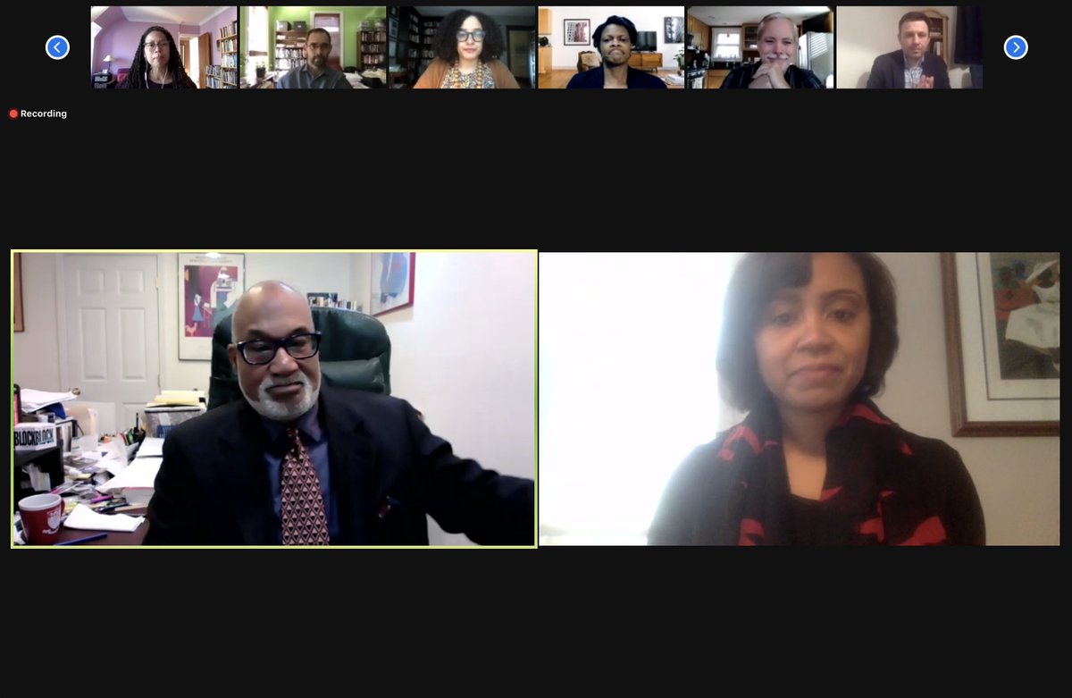 kinohin's tweet image. Moving speech by Herman Beavers as he announces the late Cheryl A. Wall as the winner of the 2020 Hubbell Lifetime Achievement Award from @AmLit_ALA. Prof. Wall&apos;s daughter Camara Epps accepts the award on her mother&apos;s behalf. #mla21 #mla2021