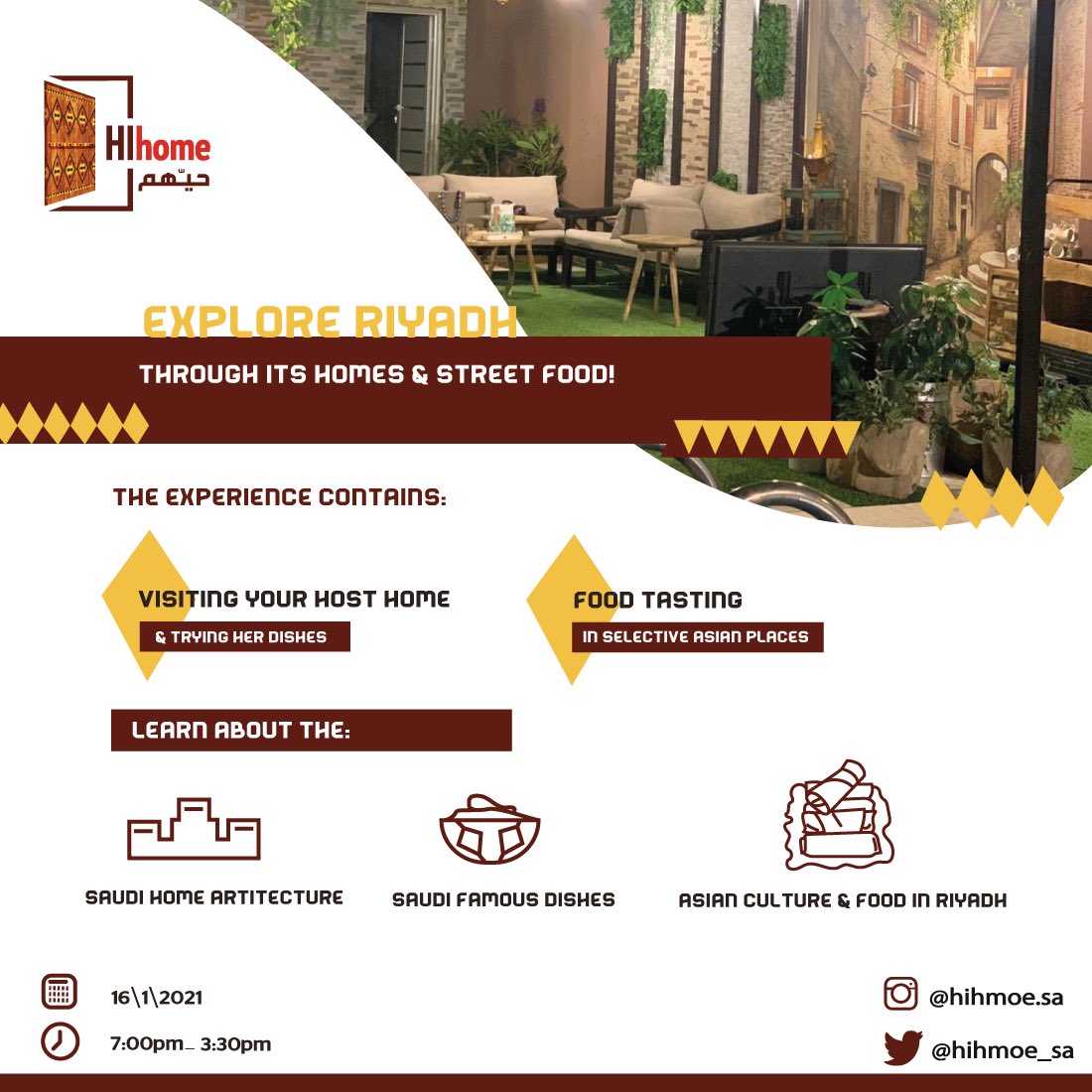 Hihome_sa's tweet photo. فتحنا تجربة تذوق جديدة للتعرف على الرياض، في بيت جديد والى اماكن التذوق الاسيوية سجل الان😍 
New home, new theme and experience. Register now via the link in bio or Direct message us. https://t.co/MiZcQ17uqq