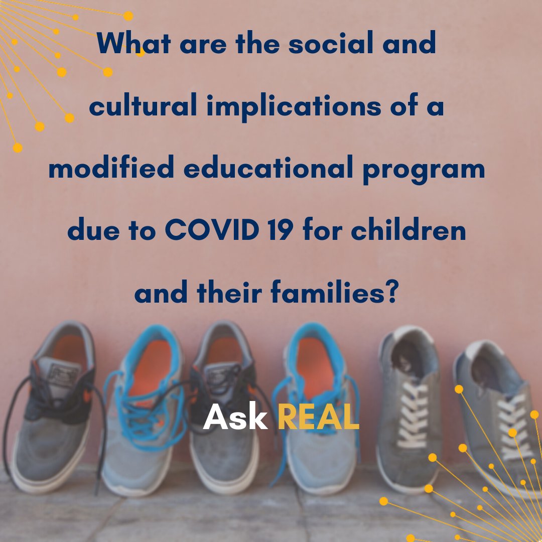 What are the social and cultural implications of a modified educational program due to #COVID19 for children and their families? 

Read our REAL Note: 
ow.ly/Soy950D1DPj

#edtech #REALNote #covid_19 #PoweredbyREAL
