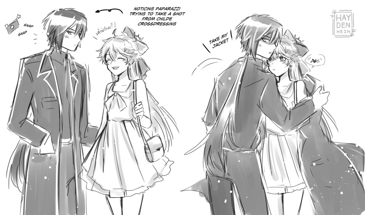 #ZhongChi #鍾タル
??

more celeb! AU with crossdressing childe and his protective bf UwU✨✨?? https://t.co/zZEZAqEPi4 