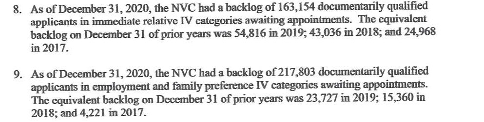 ckuck's tweet image. #LitigationWorks.  Last night in a case filing, @StateDept released stunning numbers showing that more than 380,000 LEGAL immigrants are waiting for interviews at US Consulates.  That number stood at 28,000 in 2017.  Trump HAS stopped legal #immigration.