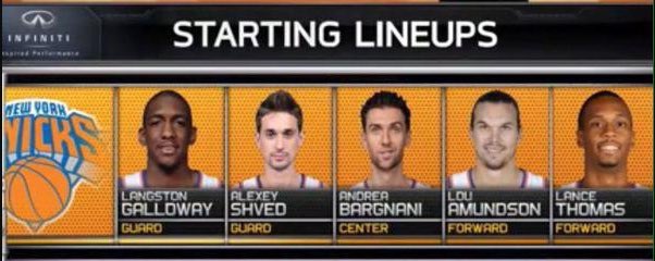 KnicksZone__'s tweet photo. If you weren’t here for these lineups you aren’t a true fan #Knicks https://t.co/FxQYDXgiDF